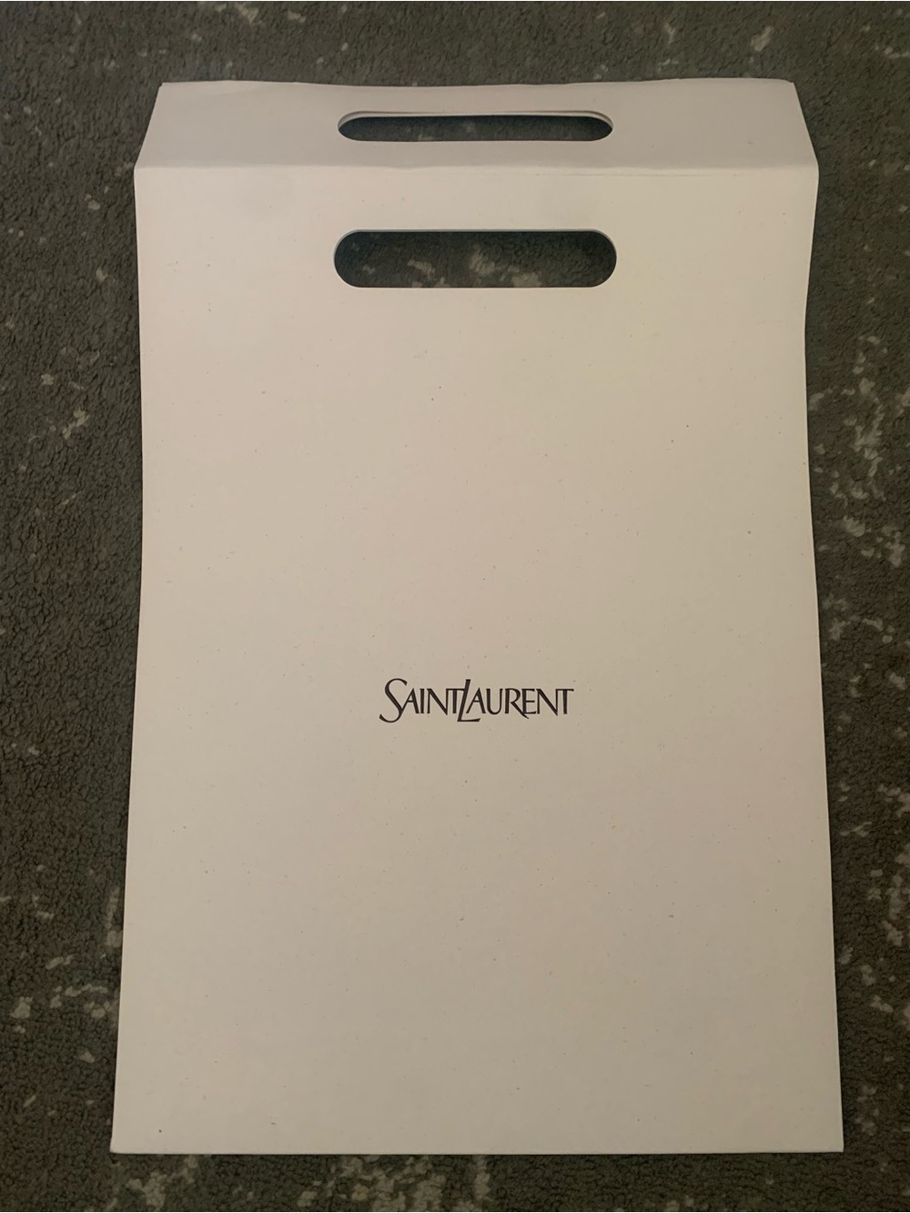 Saint Laurent White Paper Shopping Bag with Black Logo